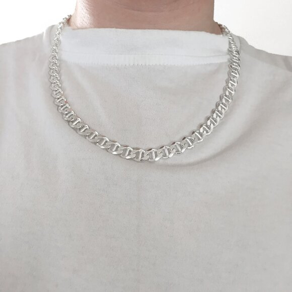 925 Silver Mariner Chain Italy 18" 7.5mm Solid - Picture 1 of 8